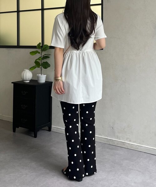 prose verse(プロズヴェール)の「ハート刺繍ペプラムTシャツ(Tシャツ/カットソー・レディース・ブラック/オフホワイト/ブラック系その他・LARGE/MEDIUM)」の16枚目の写真