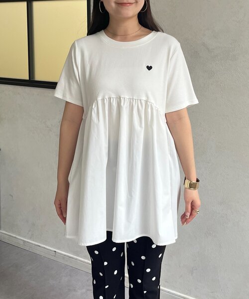 prose verse(プロズヴェール)の「ハート刺繍ペプラムTシャツ(Tシャツ/カットソー・レディース・ブラック/オフホワイト/ブラック系その他・LARGE/MEDIUM)」の19枚目の写真