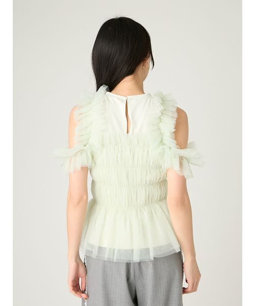 FRAY I.D(フレイアイディー)の「チュールコンビ2wayカットトップス(Tシャツ/カットソー・レディース・ブラック/ホワイト/ミント・F)」の8枚目の写真