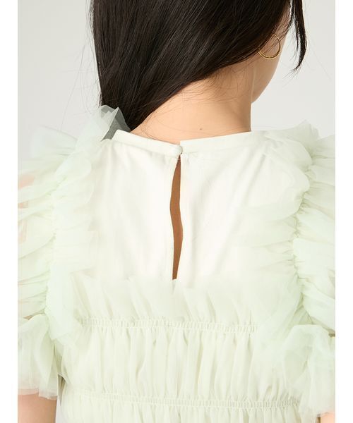 FRAY I.D(フレイアイディー)の「チュールコンビ2wayカットトップス(Tシャツ/カットソー・レディース・ブラック/ホワイト/ミント・F)」の4枚目の写真