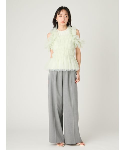 FRAY I.D(フレイアイディー)の「チュールコンビ2wayカットトップス(Tシャツ/カットソー・レディース・ブラック/ホワイト/ミント・F)」の15枚目の写真