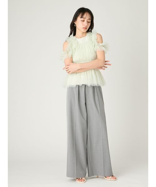 FRAY I.D(フレイアイディー)の「チュールコンビ2wayカットトップス(Tシャツ/カットソー・レディース・ブラック/ホワイト/ミント・F)」の14枚目の写真