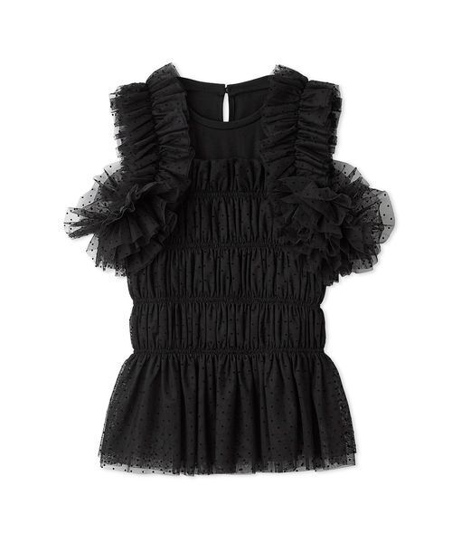 FRAY I.D(フレイアイディー)の「チュールコンビ2wayカットトップス(Tシャツ/カットソー・レディース・ブラック/ホワイト/ミント・F)」の13枚目の写真