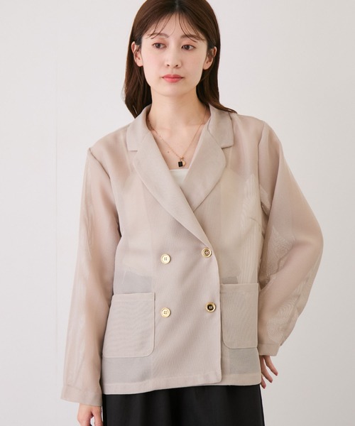 Jayro(ジャイロ)の「シアーメッシュジャケット(テーラードジャケット・レディース・ネイビー/ベージュ・M)」の1枚目の写真