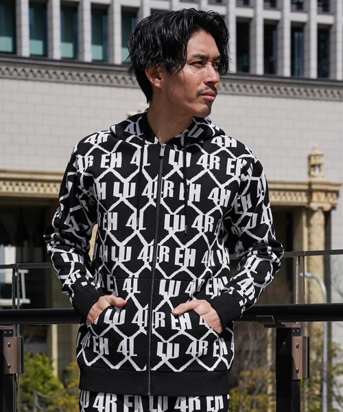 LUXE/R(ラグジュ)の「(RM)【LUXE/R】ジャガード ニット ZIP パーカ パーカー(パーカー・メンズ・ホワイト/ブラック・LARGE/X-LARGE)」の2枚目の写真