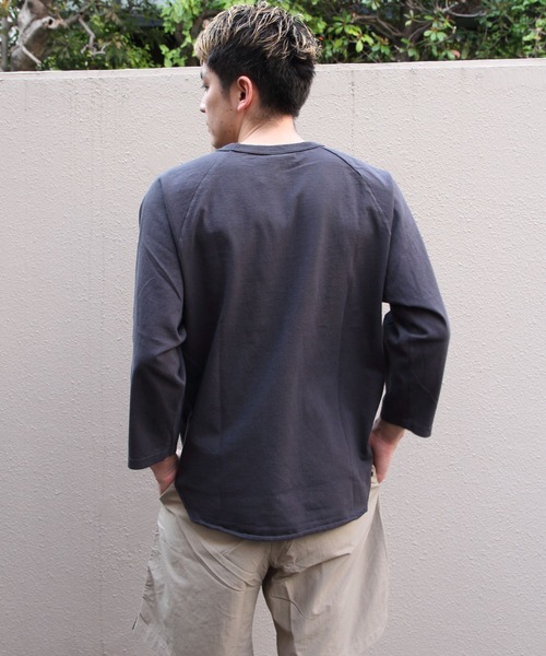 WALLA WALLA SPORT(ワラワラスポーツ)の「WALLA WALLA SPORTS/ワラワラスポーツ 3/4 ベースボールTEE ソリッド 3/4 BASEBALL TEE SOLID(Tシャツ/カットソー・メンズ・アイボリー/ホワイト/スミクロ・L/XL/XXL)」の7枚目の写真