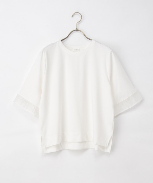 Honeys(ハニーズ)の「【ハニさら・接触冷感・UVカット】シアー切替トップス(Tシャツ/カットソー・レディース・オレンジ/モカ/アイボリー/ブラック/ブルー・L/LL/M/S)」の20枚目の写真