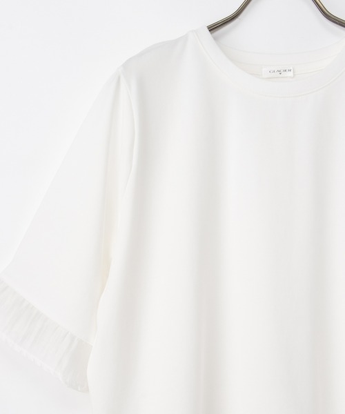 Honeys(ハニーズ)の「【ハニさら・接触冷感・UVカット】シアー切替トップス(Tシャツ/カットソー・レディース・オレンジ/モカ/アイボリー/ブラック/ブルー・L/LL/M/S)」の21枚目の写真