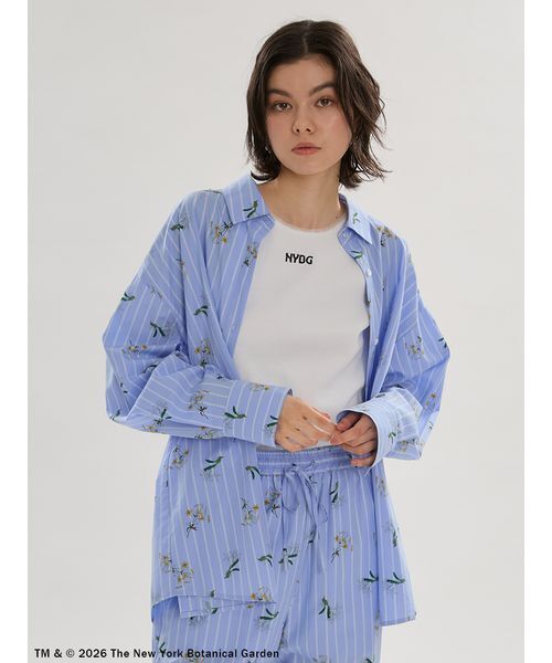 emmi(エミ)の「【emmi×NYBG】ストライプリラックスシャツ【セットアップ対応】(ルームウェア/パジャマ・レディース・ブルー/イエロー/ホワイト・F)」の12枚目の写真