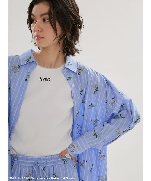 emmi(エミ)の「【emmi×NYBG】ストライプリラックスシャツ【セットアップ対応】(ルームウェア/パジャマ・レディース・ブルー/イエロー/ホワイト・F)」の14枚目の写真
