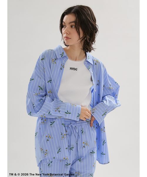 emmi(エミ)の「【emmi×NYBG】ストライプリラックスシャツ【セットアップ対応】(ルームウェア/パジャマ・レディース・ブルー/イエロー/ホワイト・F)」の16枚目の写真