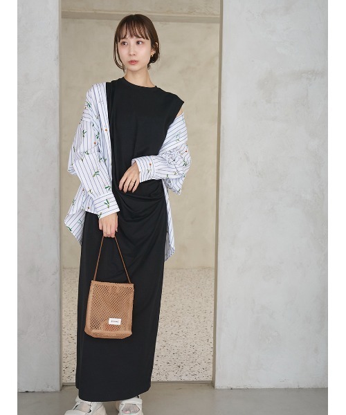 emmi(エミ)の「【emmi×NYBG】ストライプリラックスシャツ【セットアップ対応】(ルームウェア/パジャマ・レディース・ブルー/イエロー/ホワイト・F)」の10枚目の写真