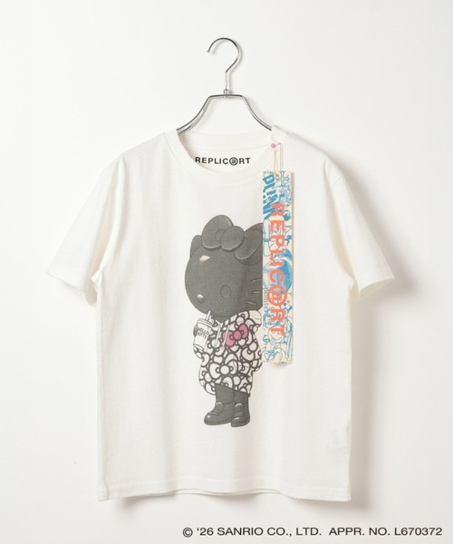 Andemiu(アンデミュウ)の「HELLO KITTY Ribbon T / REPRIC@RT669208(Tシャツ/カットソー・レディース・チャコールグレー/ホワイト・FREE)」の4枚目の写真