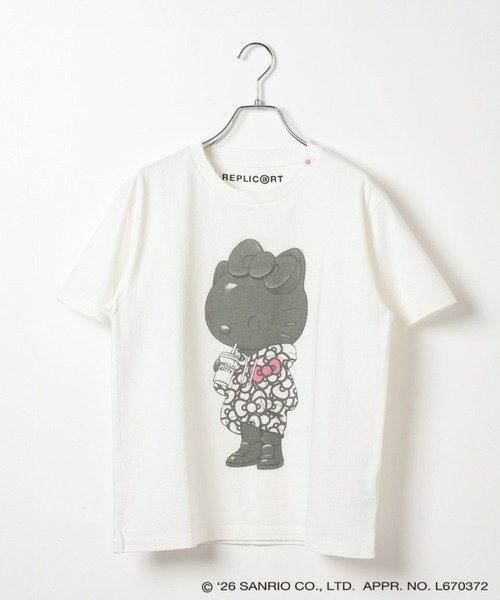 Andemiu(アンデミュウ)の「HELLO KITTY Ribbon T / REPRIC@RT669208(Tシャツ/カットソー・レディース・チャコールグレー/ホワイト・FREE)」の5枚目の写真