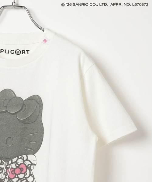 Andemiu(アンデミュウ)の「HELLO KITTY Ribbon T / REPRIC@RT669208(Tシャツ/カットソー・レディース・チャコールグレー/ホワイト・FREE)」の8枚目の写真