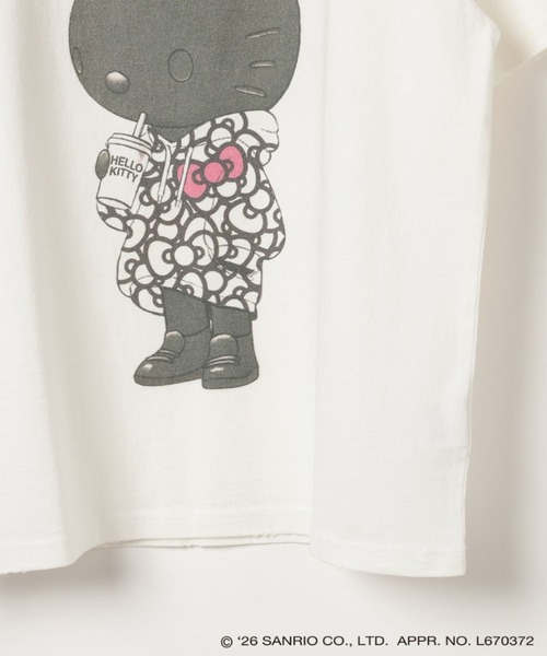 Andemiu(アンデミュウ)の「HELLO KITTY Ribbon T / REPRIC@RT669208(Tシャツ/カットソー・レディース・チャコールグレー/ホワイト・FREE)」の9枚目の写真