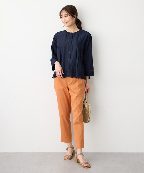 Petit Honfleur（プチオンフルール）の「スカラップレースブラウス（シャツ/ブラウス・レディース・ホワイト/ネイビー・9号/11号/13号）」の8枚目の写真