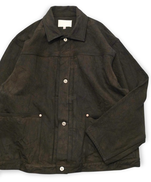 yoko sakamoto(ヨーコサカモト)の「【YOKO SAKAMOTO】 PLEATS JACKET(デニムジャケット・メンズ・グレー/ダークブラウン・MEDIUM/LARGE/SMALL)」の8枚目の写真
