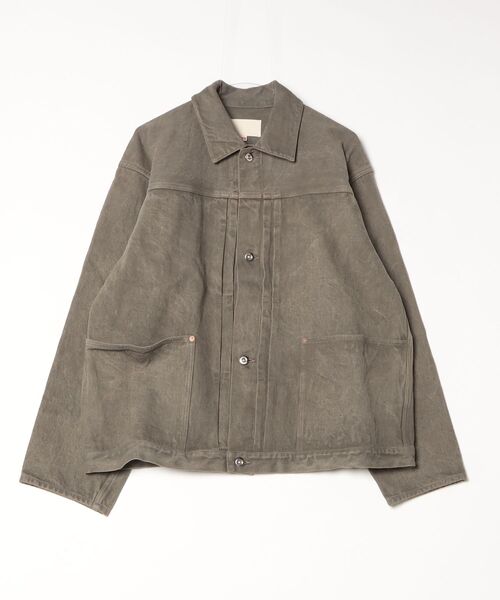 yoko sakamoto(ヨーコサカモト)の「【YOKO SAKAMOTO】 PLEATS JACKET(デニムジャケット・メンズ・グレー/ダークブラウン・MEDIUM/LARGE/SMALL)」の16枚目の写真