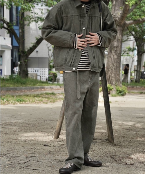 yoko sakamoto(ヨーコサカモト)の「【YOKO SAKAMOTO】 PLEATS JACKET(デニムジャケット・メンズ・グレー/ダークブラウン・MEDIUM/LARGE/SMALL)」の15枚目の写真