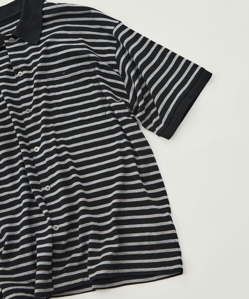 PORTER CLASSIC（ポータークラシック）の「【PORTER CLASSIC/ポータークラシック】PC-006-3998-0010/BK/H.W BTNK BRDR OPN POLO SHIRT（ポロシャツ・メンズ・ブラック・M/L）」の3枚目の写真