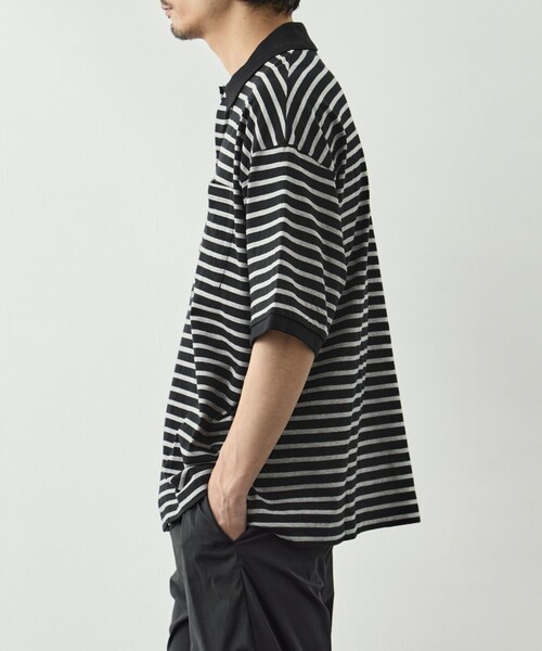 PORTER CLASSIC（ポータークラシック）の「【PORTER CLASSIC/ポータークラシック】PC-006-3998-0010/BK/H.W BTNK BRDR OPN POLO SHIRT（ポロシャツ・メンズ・ブラック・M/L）」の7枚目の写真
