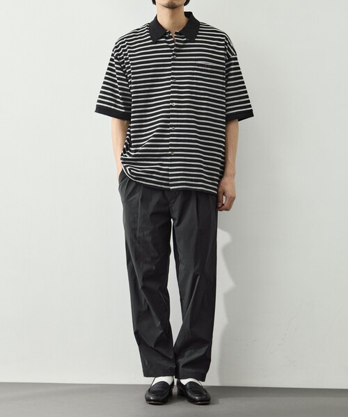 PORTER CLASSIC（ポータークラシック）の「【PORTER CLASSIC/ポータークラシック】PC-006-3998-0010/BK/H.W BTNK BRDR OPN POLO SHIRT（ポロシャツ・メンズ・ブラック・M/L）」の9枚目の写真