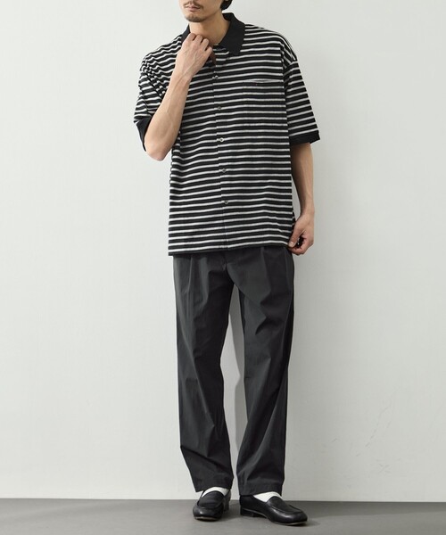 PORTER CLASSIC（ポータークラシック）の「【PORTER CLASSIC/ポータークラシック】PC-006-3998-0010/BK/H.W BTNK BRDR OPN POLO SHIRT（ポロシャツ・メンズ・ブラック・M/L）」の10枚目の写真