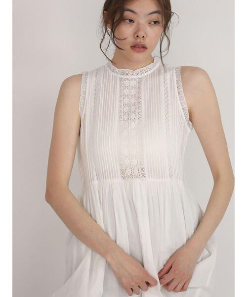 FIKA.(フィーカ)の「Sleeveless lace panel onepiece(ワンピース・レディース・ブラック/オフホワイト・MEDIUM)」の3枚目の写真