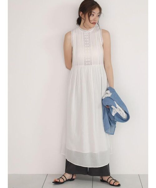 FIKA.(フィーカ)の「Sleeveless lace panel onepiece(ワンピース・レディース・ブラック/オフホワイト・MEDIUM)」の9枚目の写真