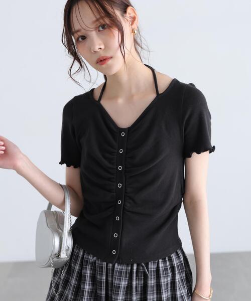 FREE'S MART（フリーズマート）の「◆フロントギャザーデコルテ半袖カットソー（Tシャツ/カットソー・レディース・ブラック/ホワイト/ブルー/グレー・FREE）」の8枚目の写真