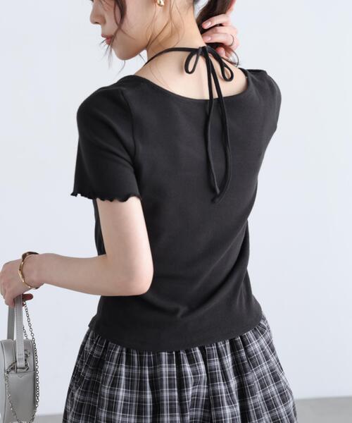 FREE'S MART（フリーズマート）の「◆フロントギャザーデコルテ半袖カットソー（Tシャツ/カットソー・レディース・ブラック/ホワイト/ブルー/グレー・FREE）」の10枚目の写真