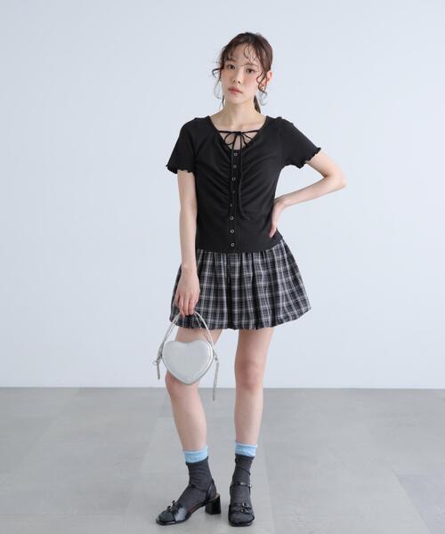 FREE'S MART（フリーズマート）の「◆フロントギャザーデコルテ半袖カットソー（Tシャツ/カットソー・レディース・ブラック/ホワイト/ブルー/グレー・FREE）」の11枚目の写真