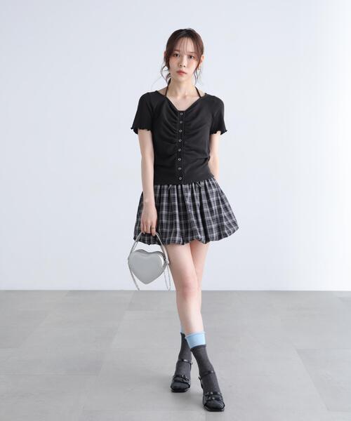 FREE'S MART（フリーズマート）の「◆フロントギャザーデコルテ半袖カットソー（Tシャツ/カットソー・レディース・ブラック/ホワイト/ブルー/グレー・FREE）」の13枚目の写真