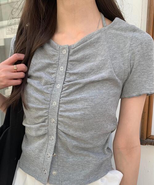 FREE'S MART（フリーズマート）の「◆フロントギャザーデコルテ半袖カットソー（Tシャツ/カットソー・レディース・ブラック/ホワイト/ブルー/グレー・FREE）」の19枚目の写真