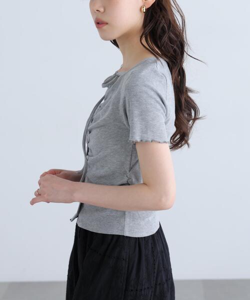 FREE'S MART（フリーズマート）の「◆フロントギャザーデコルテ半袖カットソー（Tシャツ/カットソー・レディース・ブラック/ホワイト/ブルー/グレー・FREE）」の14枚目の写真