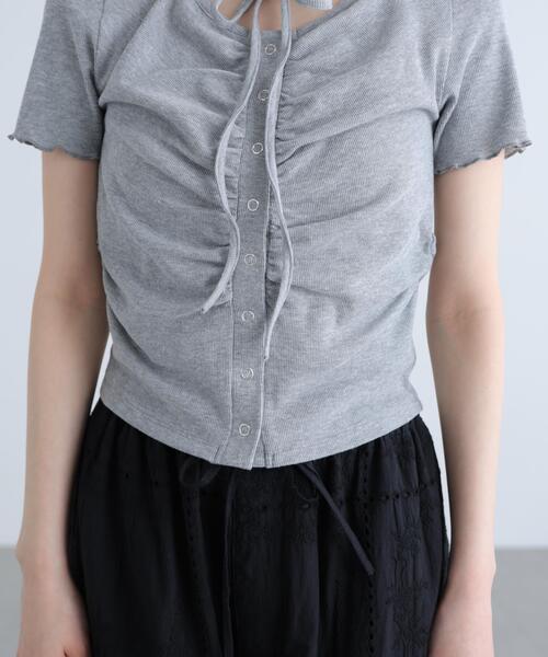 FREE'S MART（フリーズマート）の「◆フロントギャザーデコルテ半袖カットソー（Tシャツ/カットソー・レディース・ブラック/ホワイト/ブルー/グレー・FREE）」の19枚目の写真