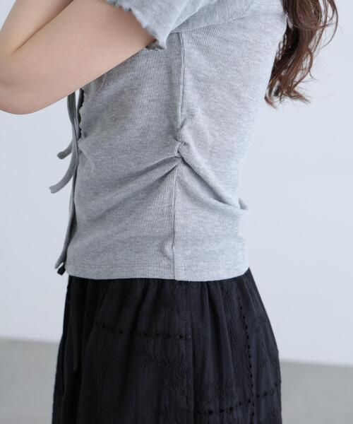 FREE'S MART（フリーズマート）の「◆フロントギャザーデコルテ半袖カットソー（Tシャツ/カットソー・レディース・ブラック/ホワイト/ブルー/グレー・FREE）」の20枚目の写真