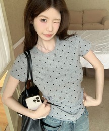 クルーネックドットTシャツ