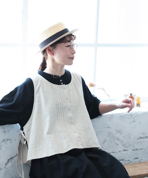 soulberry(ソウルベリー)の「結ぶピンタックなベスト(ベスト・レディース・キナリ/スミクロ・L/LL/3L/4L/5L/M)」の9枚目の写真