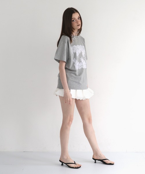Mili affinity（ミリアフィニティー）の「レースプリントロゴTシャツ（Tシャツ/カットソー・レディース・ブラック/杢グレー/オフホワイト・FREE）」の14枚目の写真