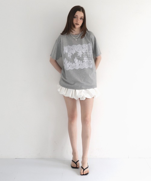 Mili affinity（ミリアフィニティー）の「レースプリントロゴTシャツ（Tシャツ/カットソー・レディース・ブラック/杢グレー/オフホワイト・FREE）」の15枚目の写真