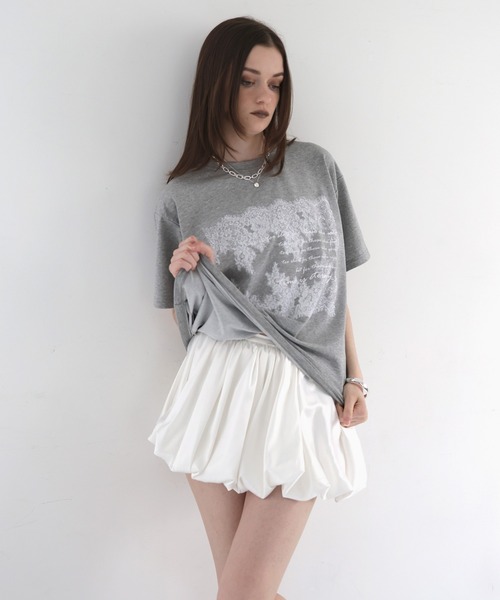 Mili affinity（ミリアフィニティー）の「レースプリントロゴTシャツ（Tシャツ/カットソー・レディース・ブラック/杢グレー/オフホワイト・FREE）」の16枚目の写真