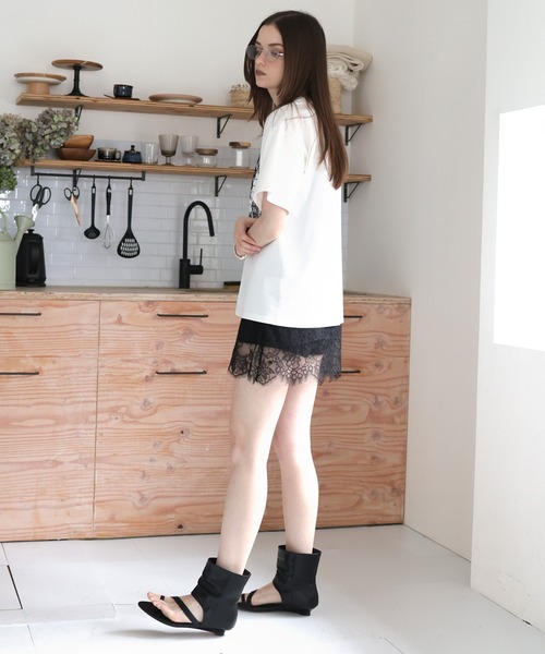 Mili affinity（ミリアフィニティー）の「レースプリントロゴTシャツ（Tシャツ/カットソー・レディース・ブラック/杢グレー/オフホワイト・FREE）」の21枚目の写真