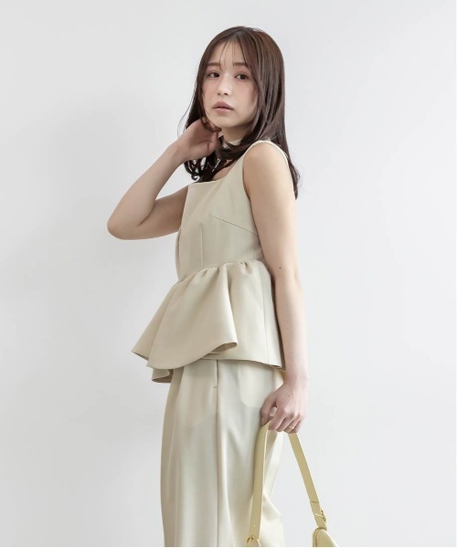 RANDA(ランダ)の「ペプラムブラウスセットアップ(パンツドレス・レディース・ピンク/アイボリー/チェック・1/0)」の12枚目の写真