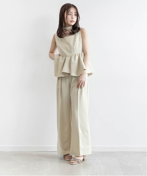 RANDA(ランダ)の「ペプラムブラウスセットアップ(パンツドレス・レディース・ピンク/アイボリー/チェック・1/0)」の15枚目の写真