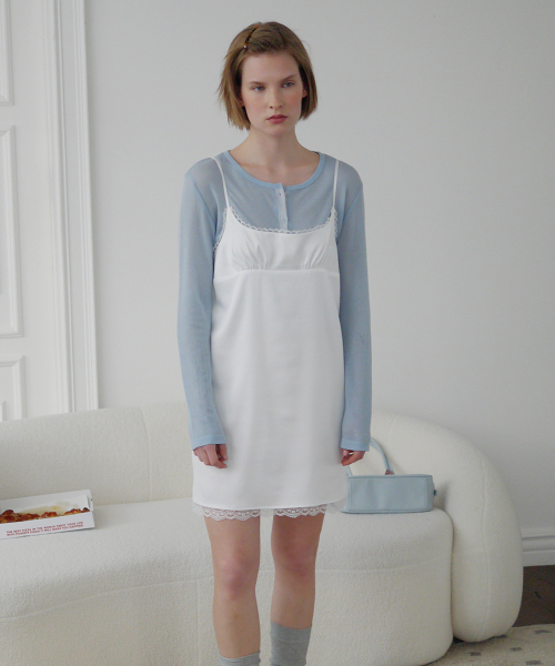 AFTERHOURS(アフターアワーズ)の「LACE SLIP MINI DRESS (WHITE)(ワンピース・レディース・ホワイト・FREE)」の2枚目の写真