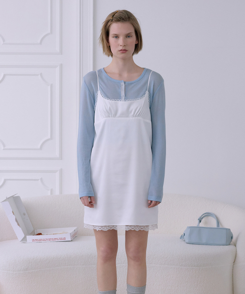 AFTERHOURS(アフターアワーズ)の「LACE SLIP MINI DRESS (WHITE)(ワンピース・レディース・ホワイト・FREE)」の4枚目の写真