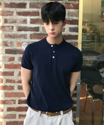 LEIRE（ルアール）の「マッスルフィットヘンリーネック半袖ニット[ネイビー]（Tシャツ/カットソー）」