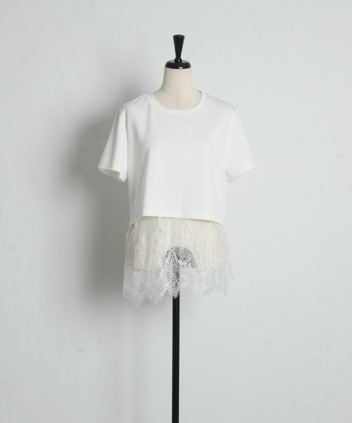 &. NOSTALGIA(アンドドットノスタルジア)の「レース付き半袖プルオーバー(Tシャツ/カットソー・レディース・ホワイト/ブラック・M)」の13枚目の写真